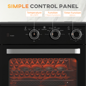 HOMCOM Air Fryer Oven 20L Mini Oven Countertop Convection Oven 1400W Black HOMCOM