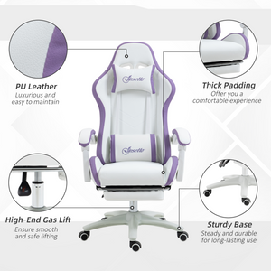 Vinsetto Racing Style Gaming Chair with Reclining Function Footrest, Purple Vinsetto