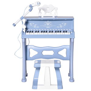 HOMCOM 37 Key Keyboard Battery Piano Kids Microphone Stool Educational Game HOMCOM