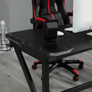 Spacious Gaming Desk Home Racing w/ Steel Frame Cup Headphone Holder Hook HOMCOM