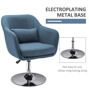 HOMCOM Stylish Retro Linen Swivel Tub Chair Steel Frame Cushion Seat Blue HOMCOM