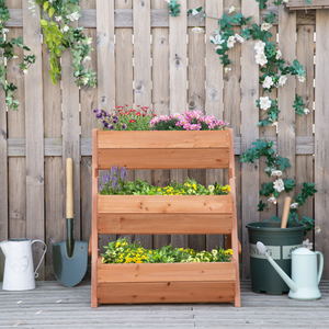 Outsunny 3 Tier Raised Garden Bed Wooden Elevated Planter Box Kit, Brown Outsunny