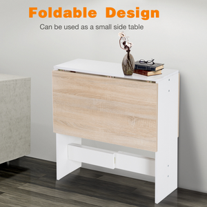 Drop Leaf Table Folding Dining Space Saving-Oak White Colour HOMCOM
