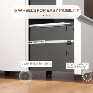 Vinsetto Steel File Cabinet with Lock Hanging Bar for Letter A4 Legal Size White Vinsetto