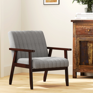 HOMCOM Modern Accent Chair Upholstered Armchair for Bedroom Living Room Grey HOMCOM