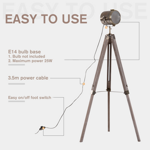 Tripod Floor Lamp, 65L,Wood/Bronze Colour HOMCOM