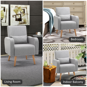 Nordic Leisure Lounge Sofa Accent Chair with Pillow for Bedroom Grey HOMCOM