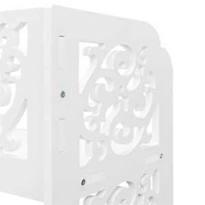 Wood-plastic Board Four Tiers Carved Shoe Rack White A N/A