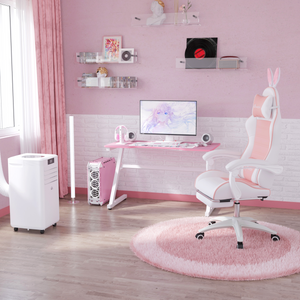 Vinsetto Racing Style Gaming Chair with Footrest Removable Rabbit Ears, Pink Vinsetto