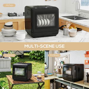 HOMCOM Countertop Dishwasher with Dual Water Supply and 6 Programs, Black HOMCOM