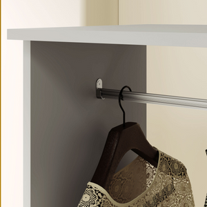 HOMCOM Rolling Open Wardrobe Hanging Rail Storage Shelves for Clothes, Grey HOMCOM
