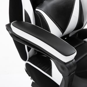 Gaming Chair Ergonomic Reclining w/ Manual Footrest Wheels Stylish Office White Unbranded