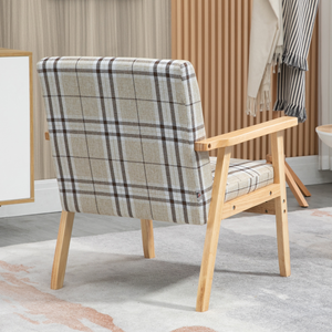 HOMCOM Modern Accent Chairs Upholstered Linen-Feel Living Room Chair Beige HOMCOM