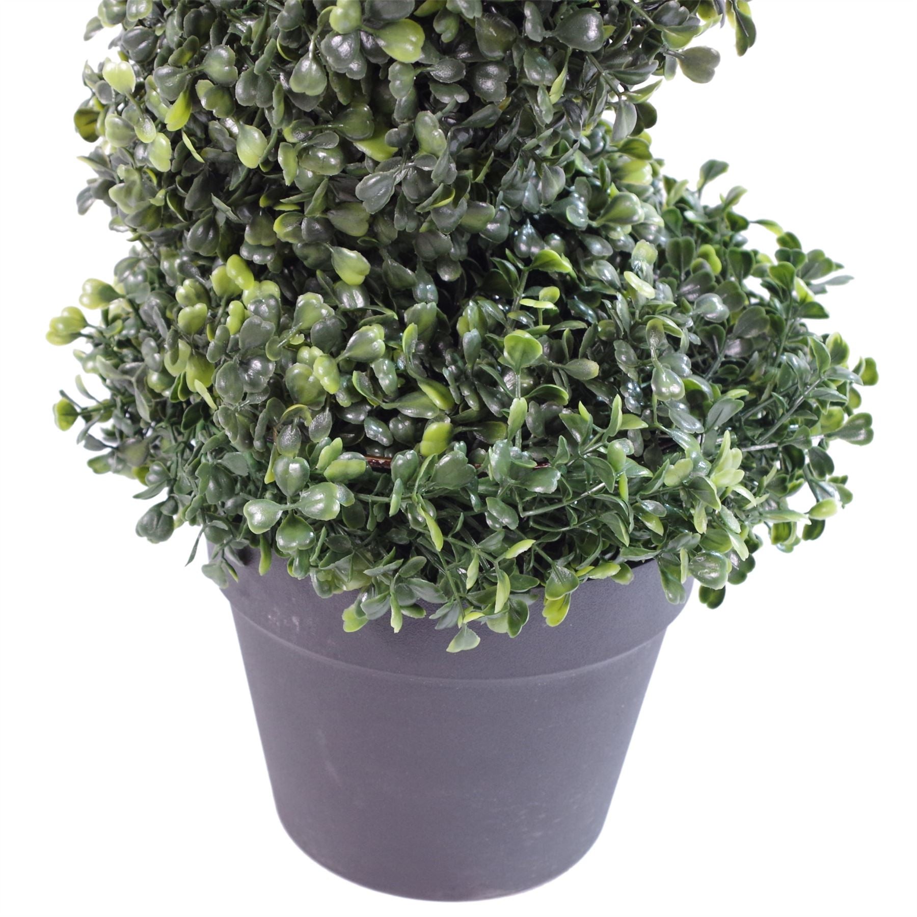 120cm (4ft) Tall Artificial Boxwood Tower Tree Topiary Spiral Metal Top Leaf