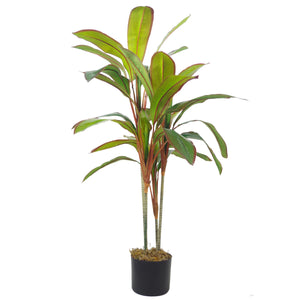 100cm Artificial Realistic Dracaena Tropical Plant with Gold Metal Planter Leaf