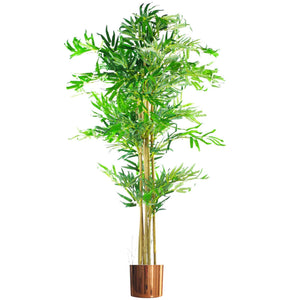 150cm (5ft) Natural Look Artificial Bamboo Plants Trees - XL with Copper Metal Planter Leaf