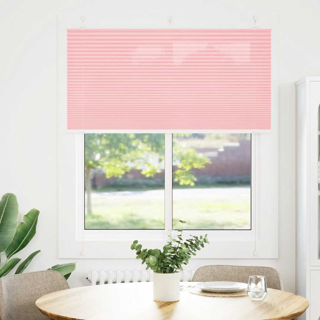 vidaXL Pleated Blind Pink 115x150 cm Fabric Width 114.4 cm Polyester