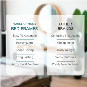 Extra Strong Double Metal Bed Frame with Rounded Head and Foot Board In Black - Improved House of Home