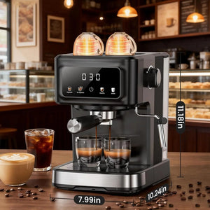 Kismile Espresso Machine 15 Bar Automatic Maker, Milk Frother, Steam Wand, 1.5L Water Tank, Commercial-Grade Boiler for Latte & Cappuccino