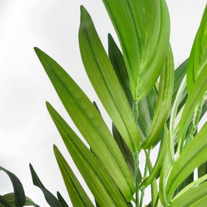 17cm Ceramic Blue Stripe Planter with Artificial Succulent Plant Leaf