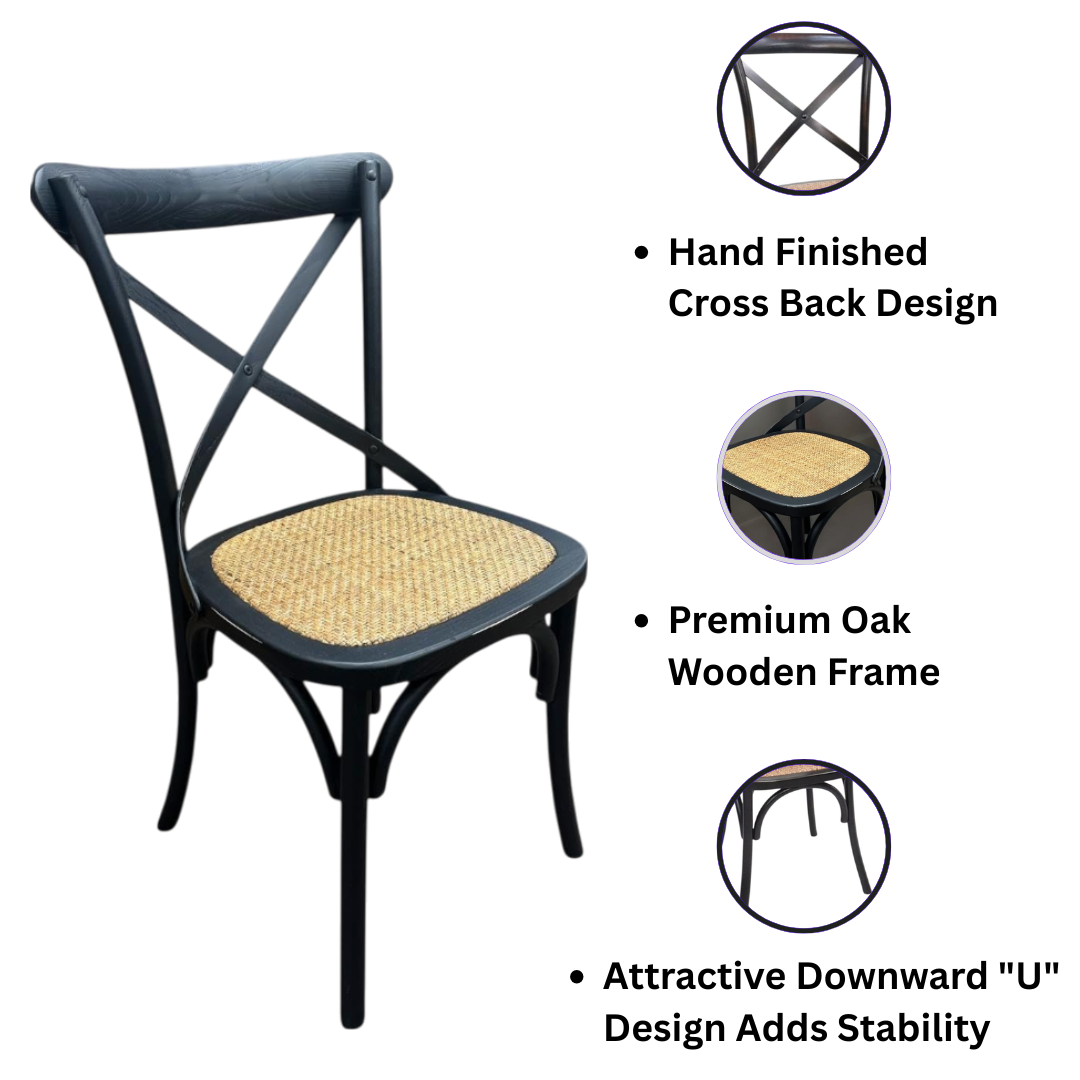 BLACK FRENCH CROSS BACK CHAIR MSL