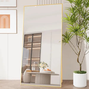 Arched/Right Angle 71"X26" Full Length Mirror Full Body Floor Mirror Standing Hanging or Leaning Wall, Arch Wall Mirror with Stand Aluminum Alloy Thin Frame for Bedroom Cloakroom,Black 64"X21" 59"X16"Arched Full-Length Mirror with Explosion-Proof HD Glass