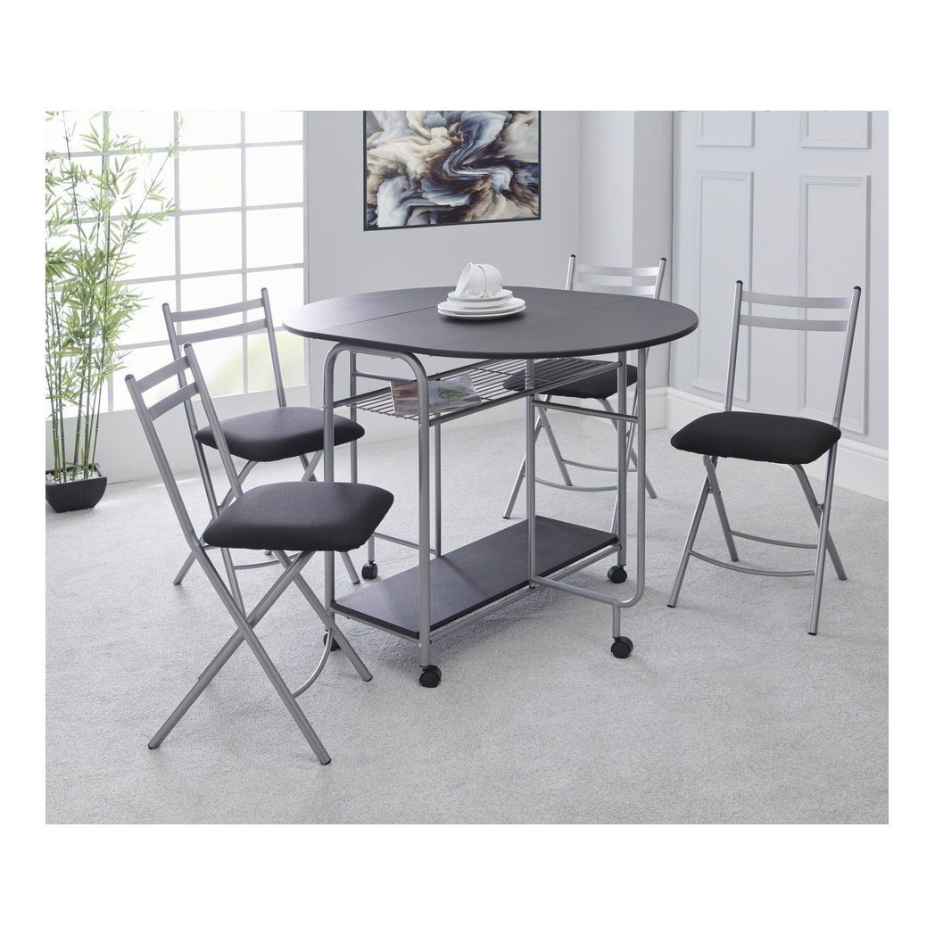 Stowaway 4 seat dining set - black / silver Greenhurst
