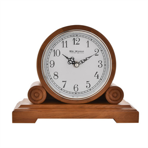 Wm. Widdop Barrel Shape Oak Finish Arabic Mantel Clock Widdop