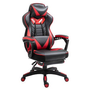 Gaming Chair Ergonomic Reclining w/ Manual Footrest Wheels Stylish Office Red Unbranded