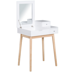 Dressing Table Desk Flip-up Mirror 2 Drawers Bedroom Makeup White HOMCOM Unbranded