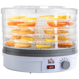 5 Tier Food Dehydrator 245W Stainless Steel Food Dryer Machine Timer LCD White HOMCOM