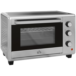 HOMCOM 30L Mini Oven with Adjustable Temperature, 60 Min Time 1600W, Silver HOMCOM