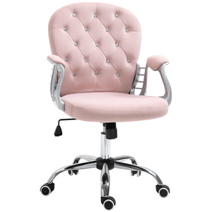 Office Chair Luxury Velour Diamond Tufted Padded Ergonomic 360� Swivel Pink Unbranded