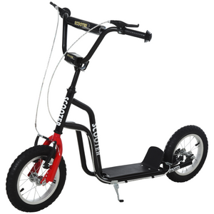 HOMCOM 75-80cm Kids Kick Scooter Adjustable Handlebar Inflatable Wheels Black Unbranded