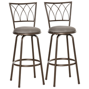 Set of 2 Bar Chairs Swivel Armless Upholstered Metal Frame Barstools Unbranded