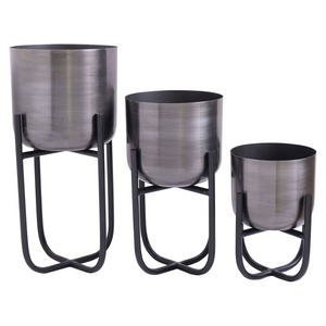 Country Living Set of 3 Iron Planters on Stands Pewter Widdop