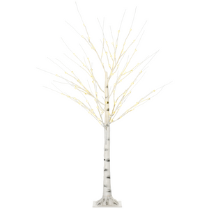 5ft Artificial White Birch Tree Light 96 Warm White Pre-Lit LED Light HOMCOM