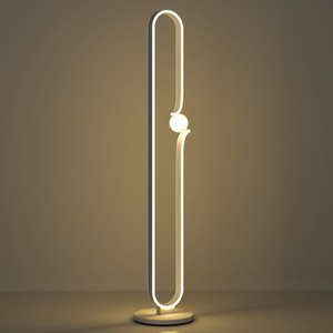 HOMCOM Dimmable LED Floor Lamp with Glass Night Light, Foot Switch, White HOMCOM