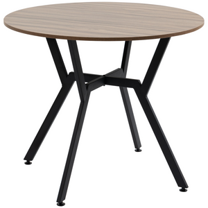 Industrial Dining Table with Round Top Steel Legs for Kitchen Dining Room Brown Unbranded