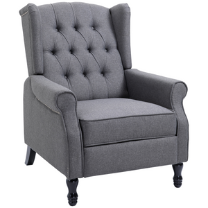 Recliner Armchair for Living Room Fabric Reclining Chair w/ Footrest Light Grey HOMCOM
