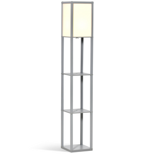 4-Tier Floor Lamp, Floor Light with Storage Shelf, Grey 3-Tier HOMCOM