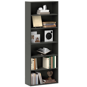 HOMCOM 6 Tier Bookshelf, Freestanding Bookcase with Adjustable Shelves, Black HOMCOM
