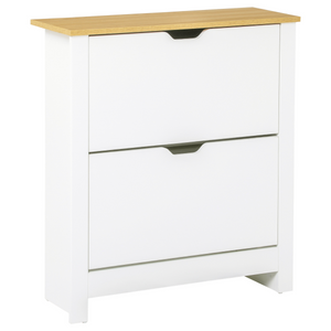 HOMCOM 12-Shoe Storage Cabinet 4 Shelves 2 Drawers Tabletop 4 Legs White Unbranded