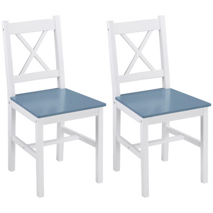 Dining Chairs Set of 2, Pine Wood Frame, Cross Back for Kitchen White HOMCOM