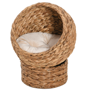 Wicker Cat House, Raised Cat Bed with Cylindrical Base, 42 x 33 x 52cm PawHut