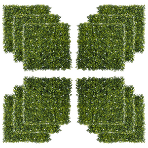 12PCS Artificial Boxwood Wall Panels 20" x 20" Grass Screen Milan Grass Outsunny