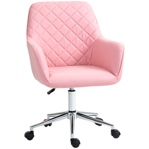 Vinsetto Home Office Chair Leather-Feel Fabric Swivel Chair with Armrests Pink Vinsetto
