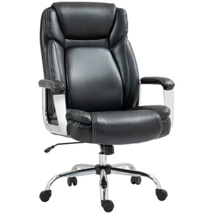 HOMCOM Faux Leather Desk Chair with Adjustable Height, 227kg 500LBS, Black HOMCOM