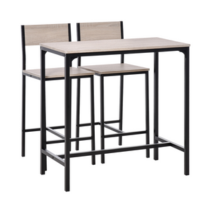 Metal Frame MDF Top Table & Bar Stool Set Black HOMCOM