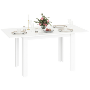 HOMCOM Extendable Dining Table, Seats 4-6 People, High Gloss White HOMCOM